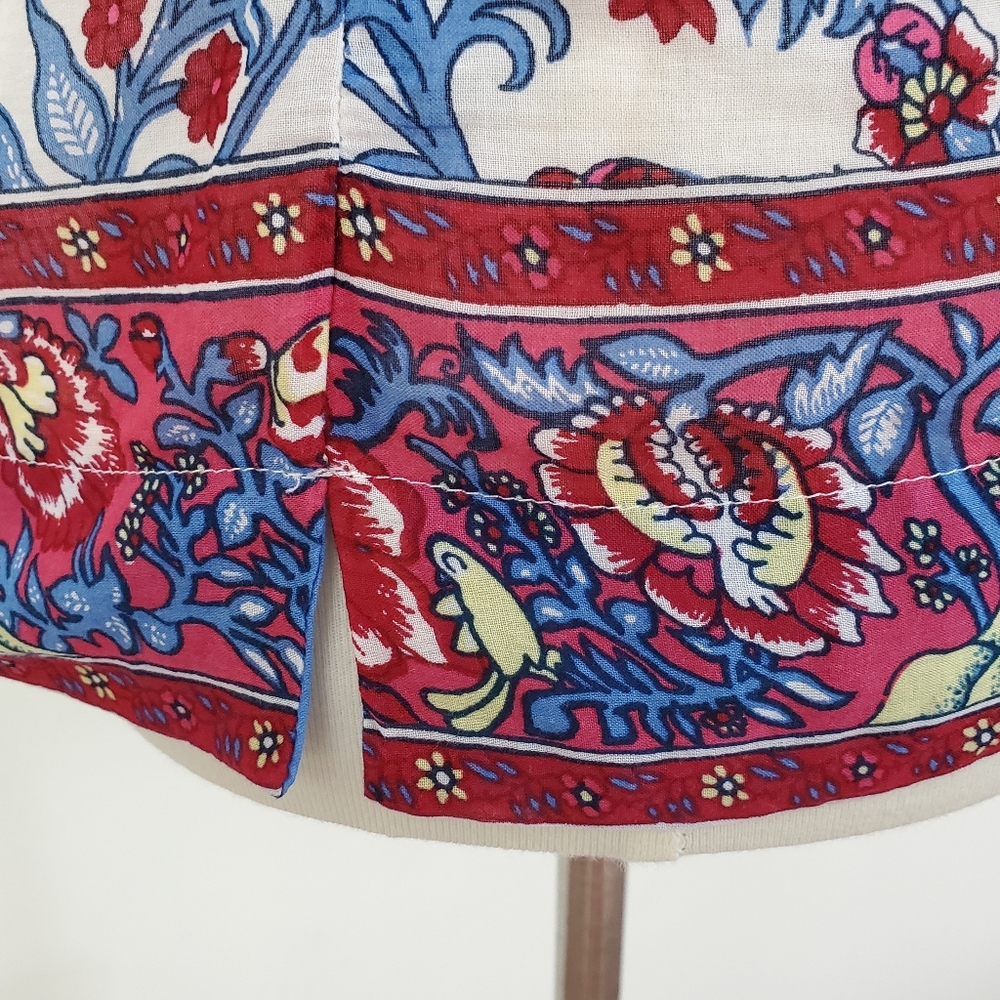 Point Sur J. Crew Ruffle Block Print Top - Picture 9 of 14